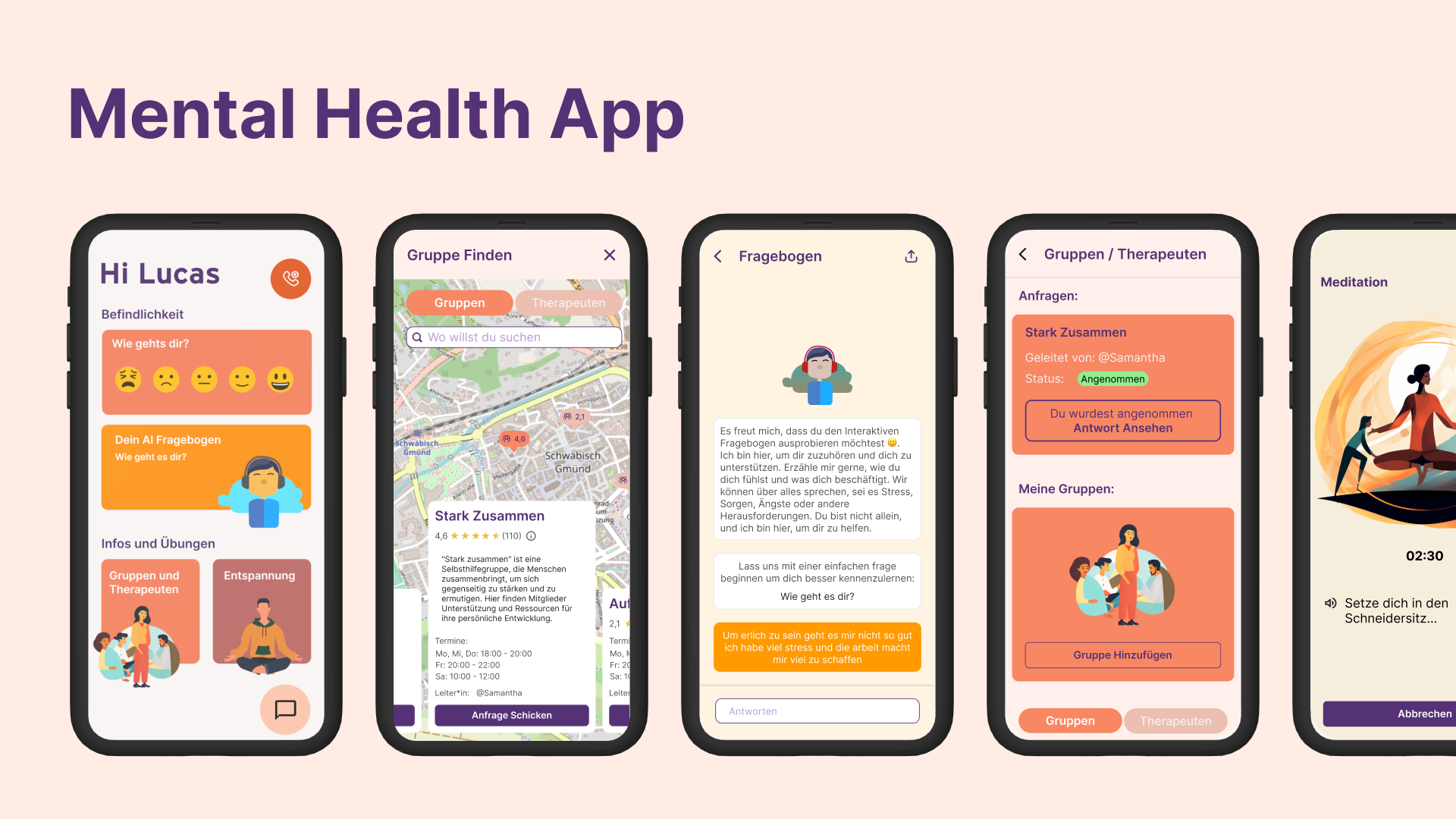 Das ist eine App, die psychisch labilen Personen den Kontakt mit Therapeuten, beim Finden von Selbsthilfegruppen oder bei Problemen im Alltag hilft.